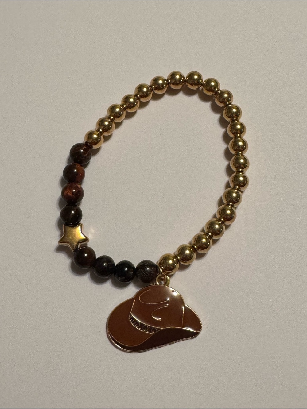 Country Western Cowboy Hat Beaded Stretch Bracelet